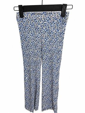 🆓 $0 WITH PURCHASE - H&M Blue Flower Flare Pants Scalloped Hem Girls Sz 5 6Y
